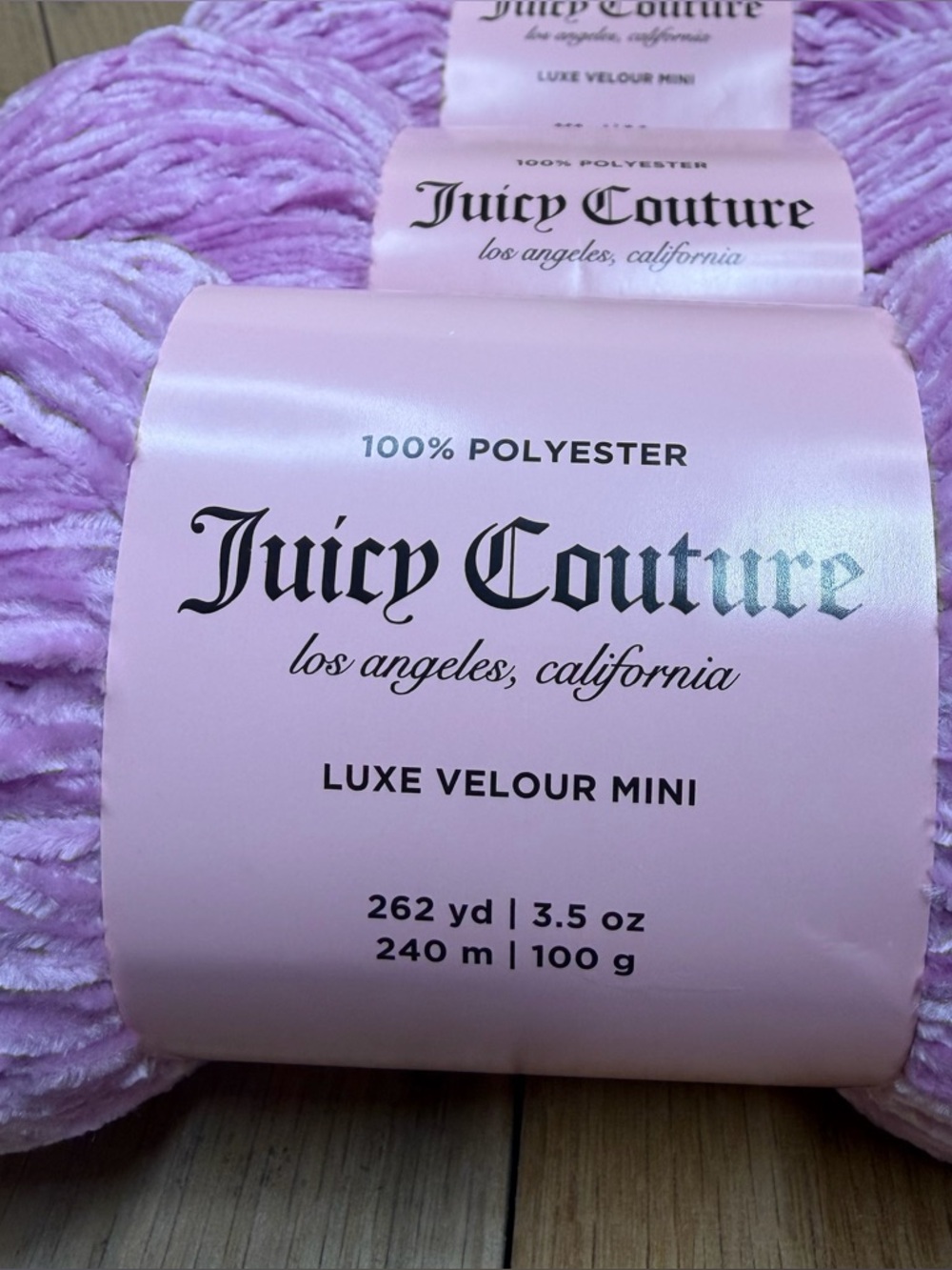 Juicy Couture Luxe Velour Mini Yarn Violet Tulle 3 Pack New 262yd Skein - Picture 2 of 4